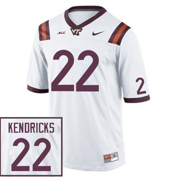 Men #22 Mario Kendricks Virginia Tech Hokies College Football Jerseys Sale-White